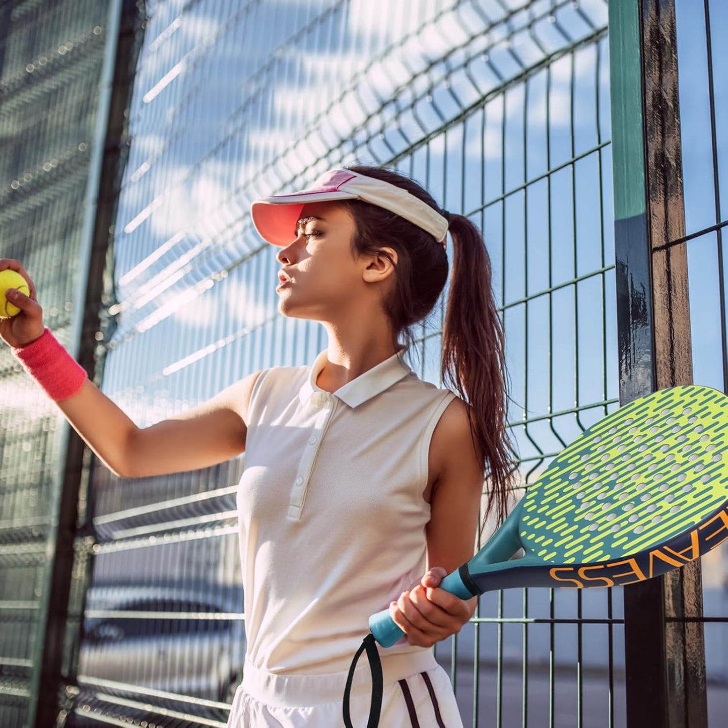 Padel Racket Carbon and Fiberglass Surface and EVA Memory Foam Core for Kids, Junior, Adult