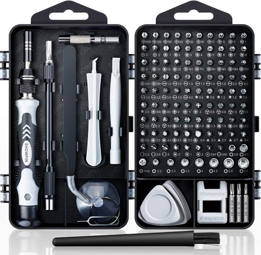 Kit de Destornilladores de Precisión 122 en 1 con 101 Puntas Magnéticas y 21 Herramientas – Set de Reparación Electrónica para Laptop, PC, iPhone, Tablet, PS4, Xbox, Drones y Más