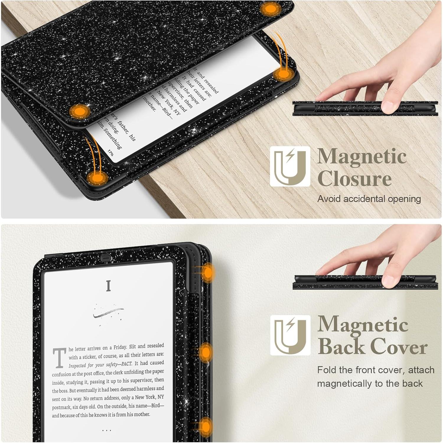 Funda para Kindle con función atril | Glitter Negro
