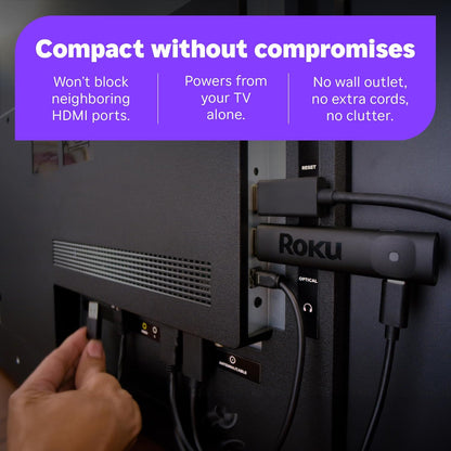 Roku Streaming Stick Plus 2025 | Dispositivo de Streaming 4K HDR con Control Remoto por Voz, TV en Vivo & Gratuita, Compacto y Portátil