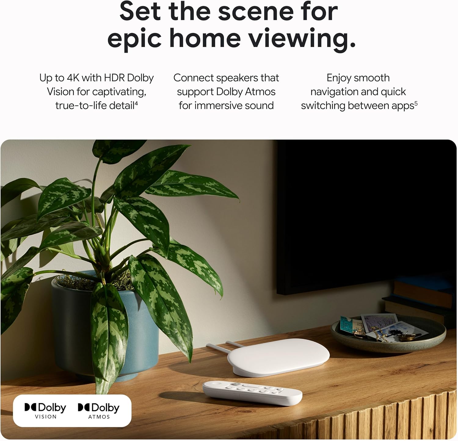 Google TV Streamer 4K HDR con Dolby Vision y Atmos – 32 GB Almacenamiento – Control por Voz con Búsqueda y Smart Home – Streaming Rápido de Películas, Series y TV en Vivo – Color Porcelain