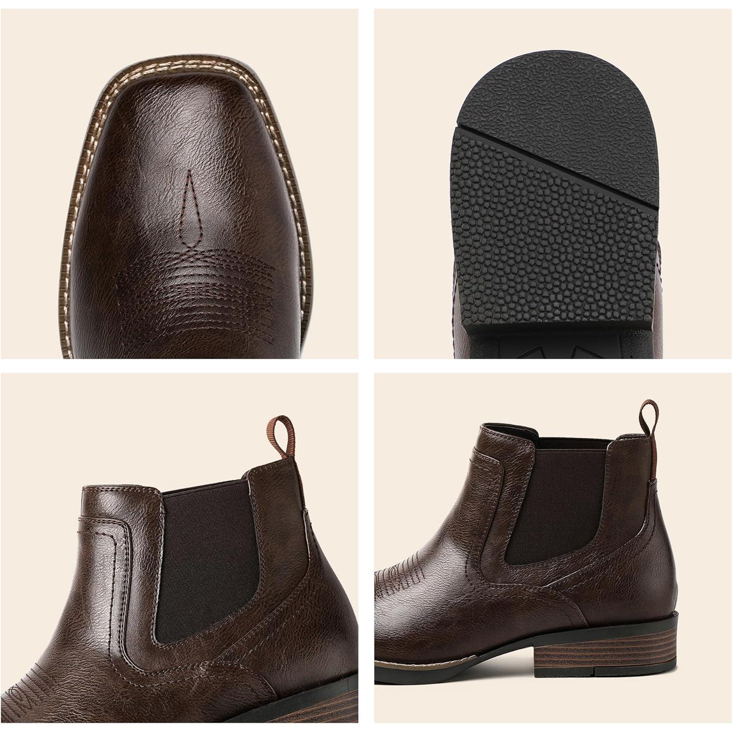Botas vaqueras Chelsea para hombre | Punta cuadrada | Botas vaqueras al tobillo para hombre
