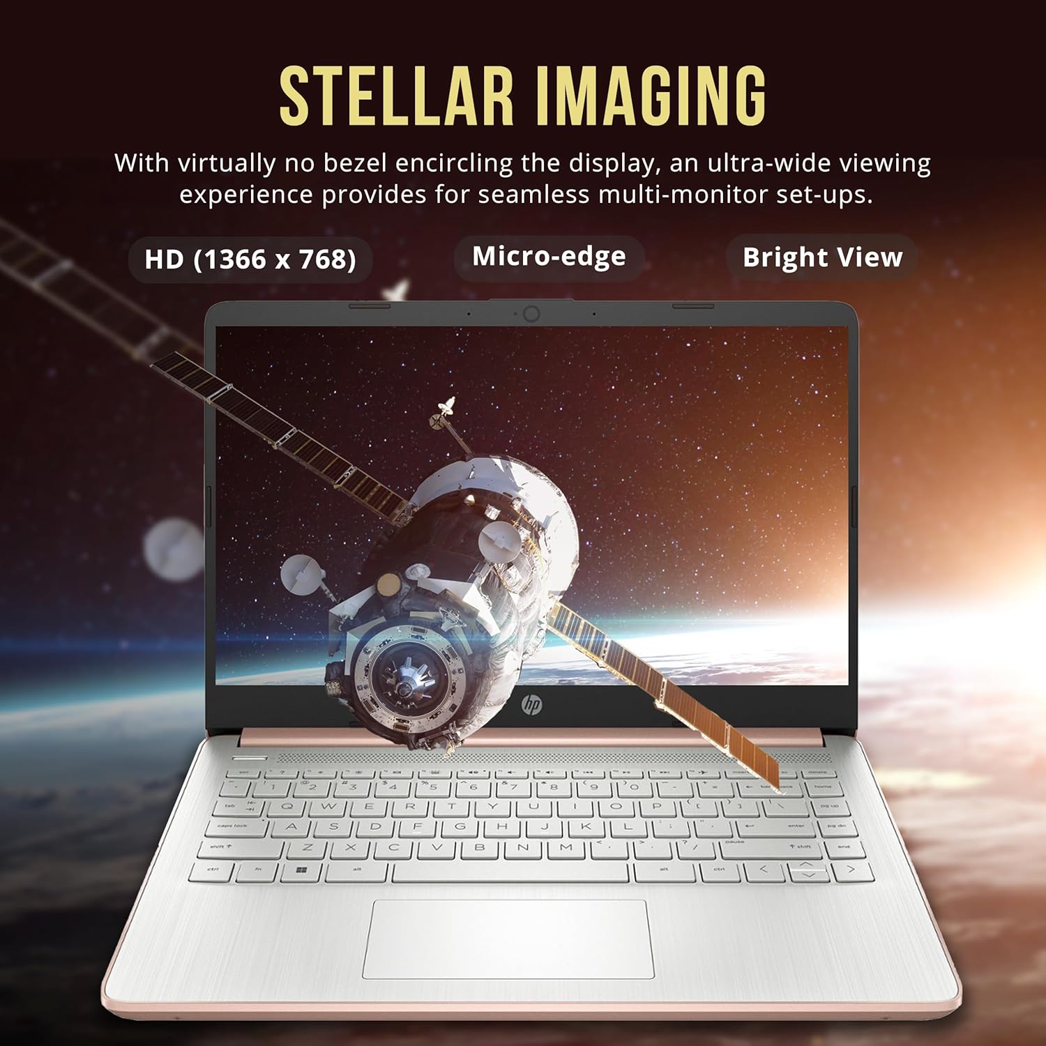 Laptop Rosa BrightView HD de 14 pulgadas | Intel Celeron N4120 | 16 GB de RAM | 416 GB de almacenamiento 