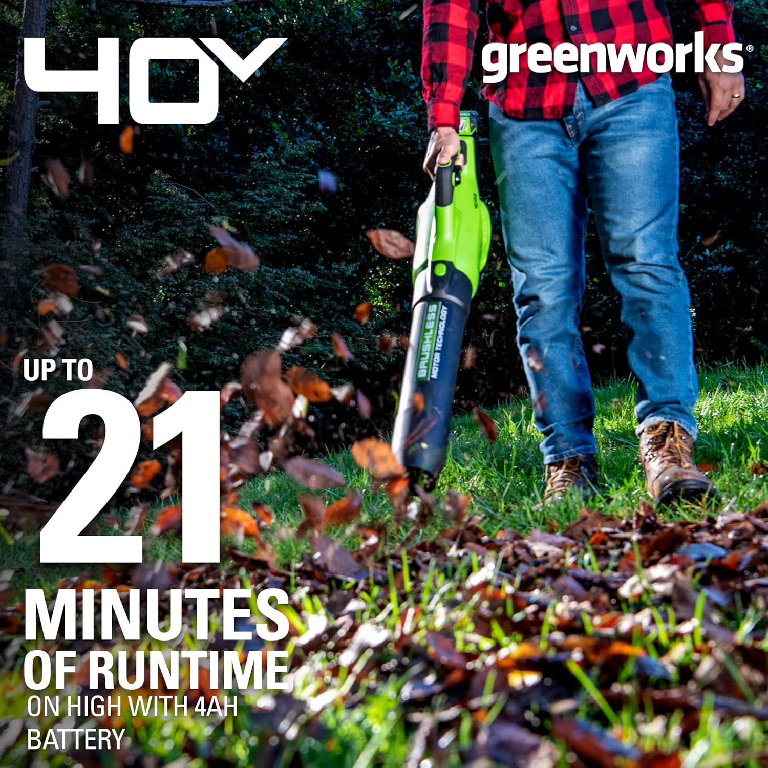 Soplador de hojas Greenworks | Soplador axial inalámbrico sin escobillas de 40 V (130 MPH / 550 CFM/75+ herramientas), solo herramienta