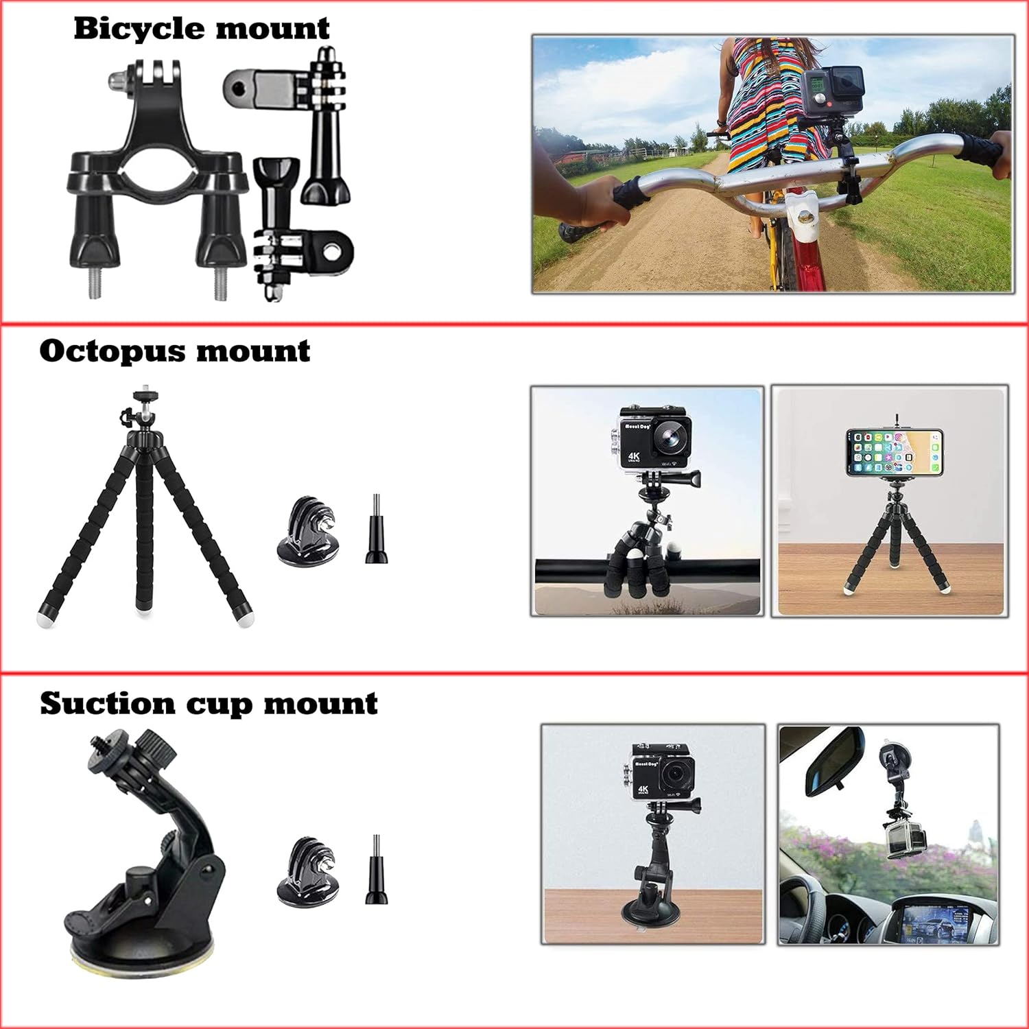 Kit de Accesorios 60-en-1 para Cámara de Acción — Compatible con GoPro Hero 13/12/11/10/9/8/7/6/5/Session 5/Hero 4/3+/3/2/1, GoPro Max/Fusion, Insta360, DJI Osmo Action, AKASO, APEMAN, Campark, SJCAM