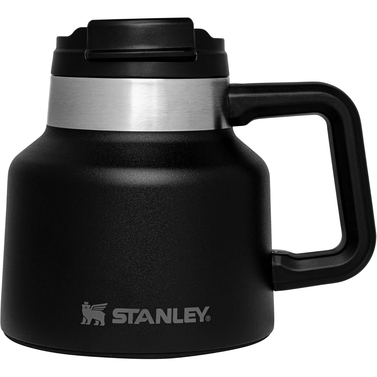 Tough-To-Tip Admiral'S Mug 20 Oz | Twist-On Flip Open Lid | Wide Body with Non-Skid Rubber Base | Insulated Stainless Steel Coffee Cup | Bpa-Free | Hammertone Green