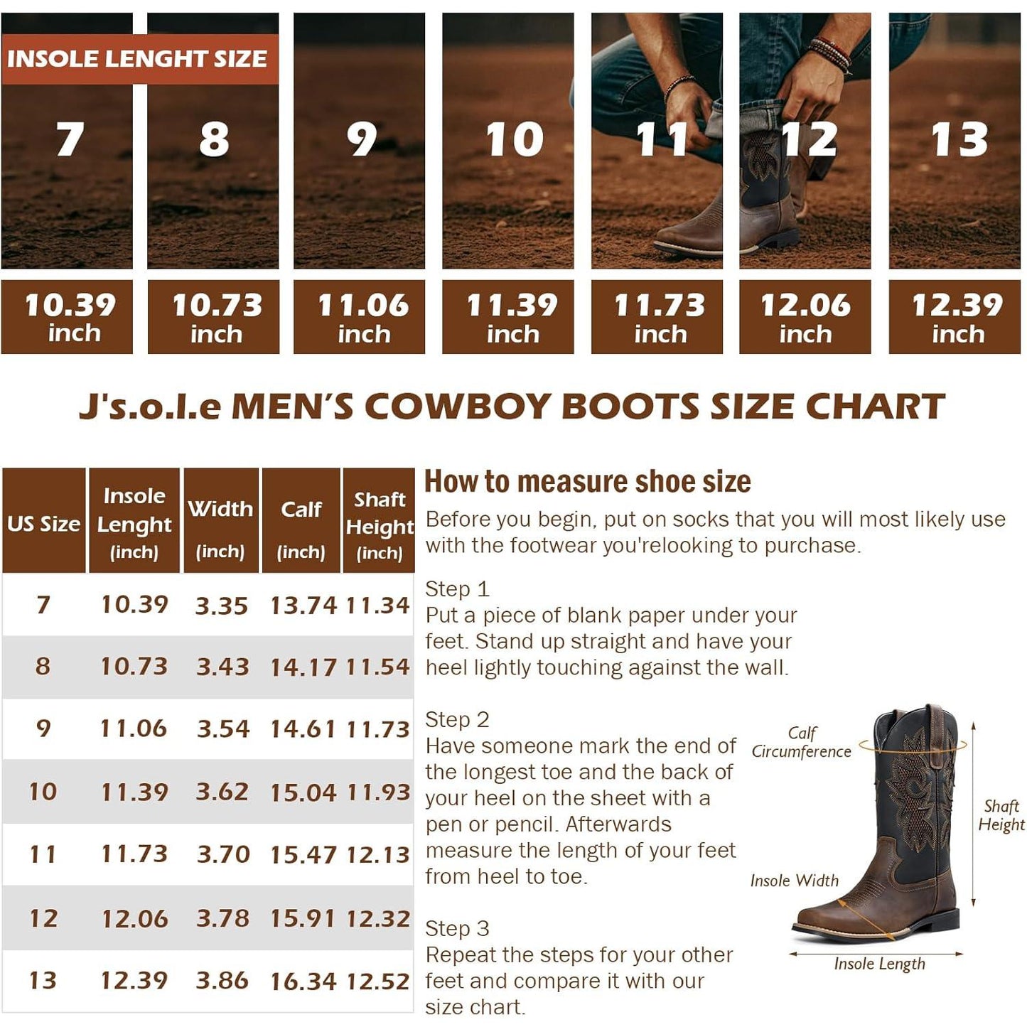 Botas vaqueras para hombre | Punta cuadrada | Botas occidentales con eje de malla transpirable | Botas de campo resistentes