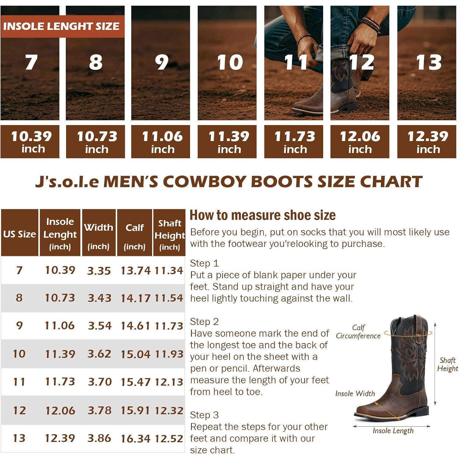 Botas vaqueras para hombre | Punta cuadrada | Botas occidentales con eje de malla transpirable | Botas de campo resistentes