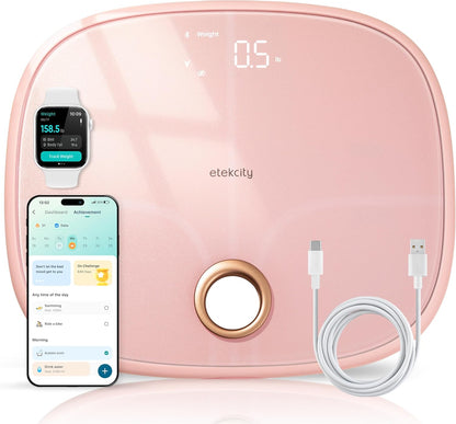 Báscula Inteligente Digital con Bluetooth – Balanza de Baño con BMI, Grasa Corporal, Masa Muscular y 13 Métricas – Compatible con Apple Health, FitBit, Google Fit y Samsung Health – Capacidad 180kg / 400lb