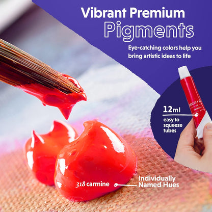 Kit de pinturas | 24 acrílicos + 3 pinceles | Adultos y niños