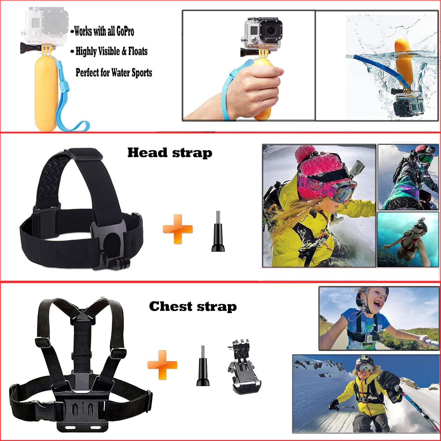 Kit de Accesorios 60-en-1 para Cámara de Acción — Compatible con GoPro Hero 13/12/11/10/9/8/7/6/5/Session 5/Hero 4/3+/3/2/1, GoPro Max/Fusion, Insta360, DJI Osmo Action, AKASO, APEMAN, Campark, SJCAM