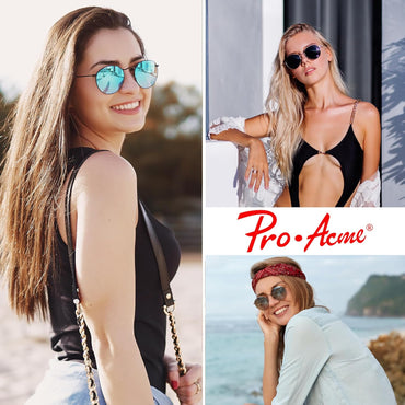 Anteojos de Sol Redondos Polarizados de Metal – Estilo Retro de Diseñador para Mujer, Protección UV400
