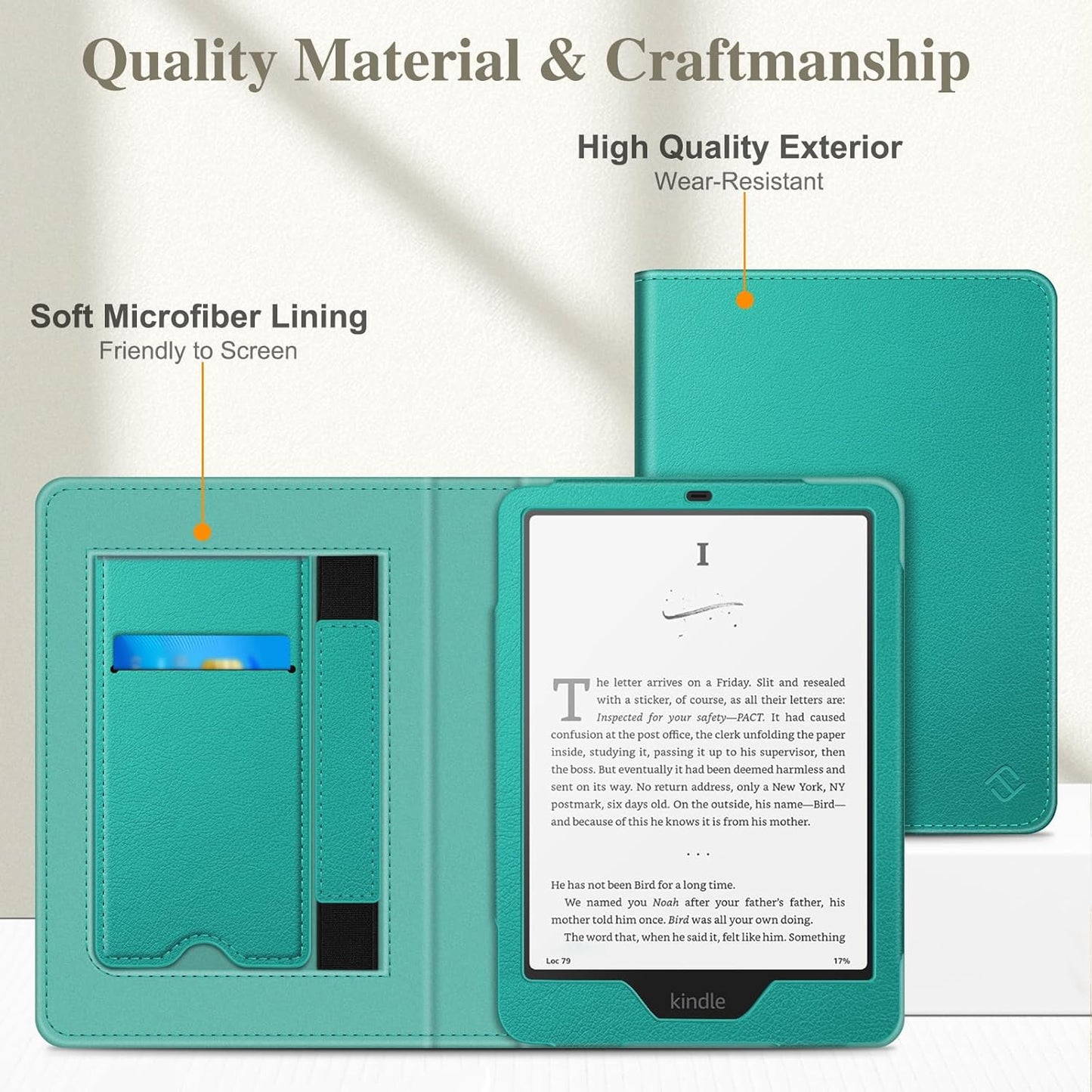 Fintie Case for 7"/6.8" Kindle Paperwhite(12Th/11Th Generation-2024/2021) and Kindle Colorsoft Signature Edition -Slim Foldable Stand Cover Auto Wake/Sleep for Paperwhite 2024, Jade