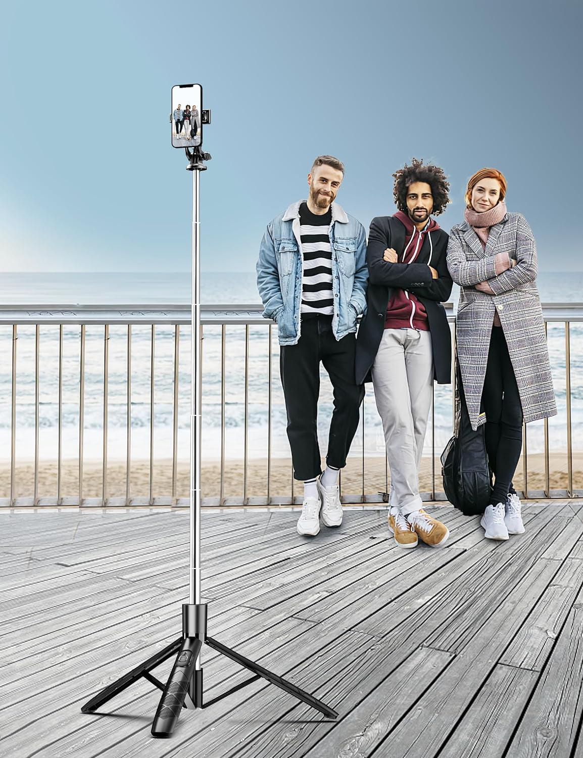 Trípode + Selfie Stick 2-en-1 de 71" con Control Remoto | Rotación 360° | Compatible iPhone/Android y Cámaras (Rosca 1/4")