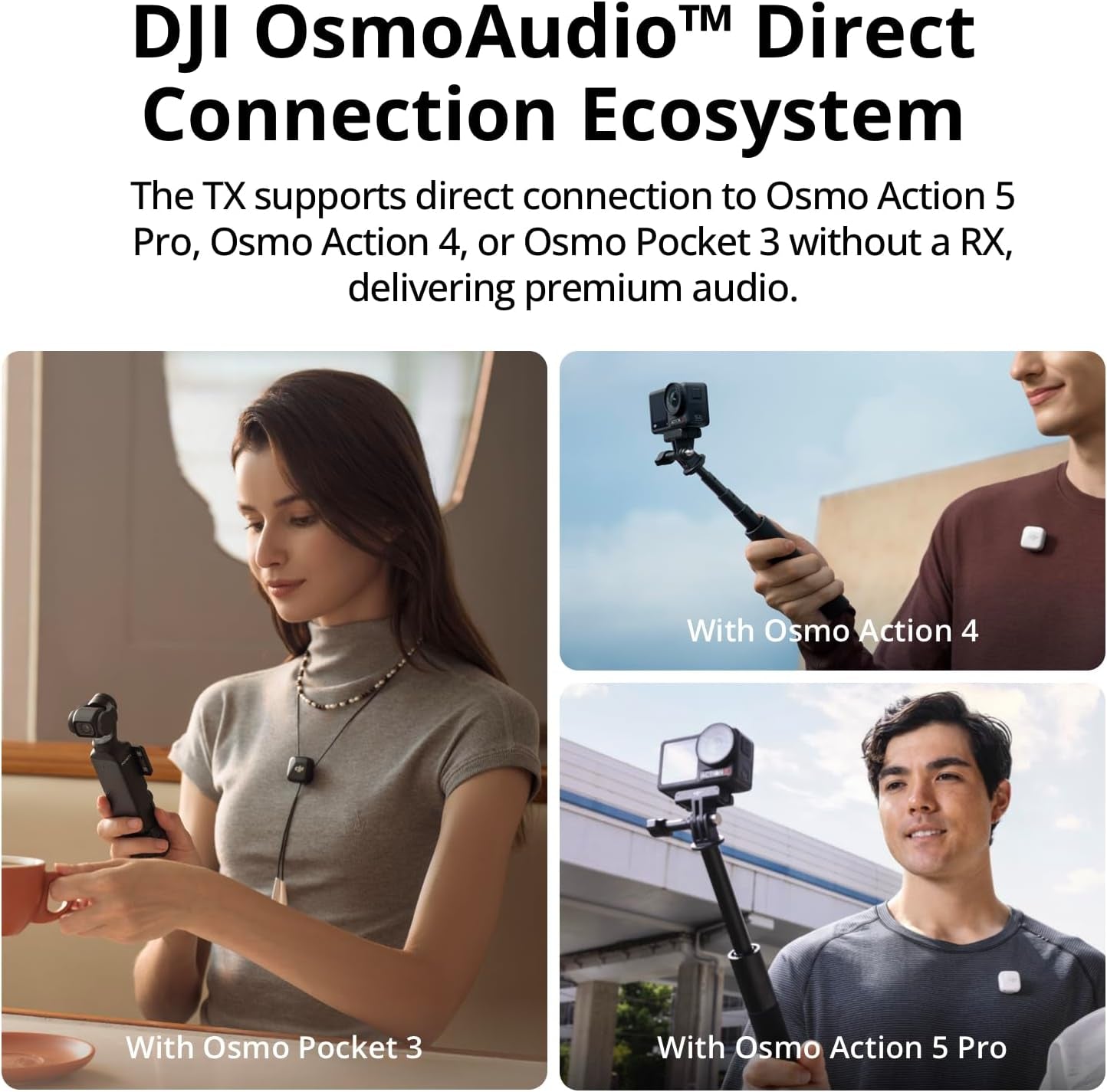 DJI Mic Mini (2 TX + 1 RX + Estuche de Carga) – Micrófono Lavalier Inalámbrico para iPhone, Android, Cámara – 48 h de Uso, Audio Detallado, Cancelación de Ruido, Autolimitador, Vlog, Streaming