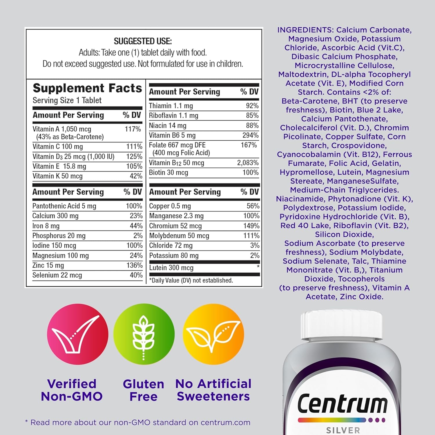 Centrum Silver Mujer 50+ Multivitamínico/Multiminerales – 200 Comprimidos