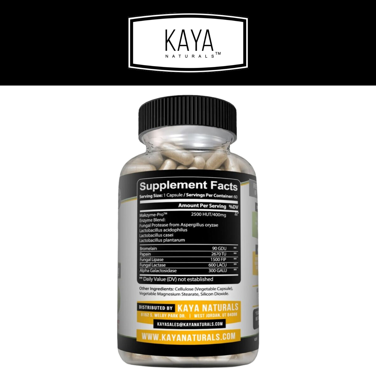 Enzimas Digestivas Kaya Naturals con Prebióticos y Probióticos