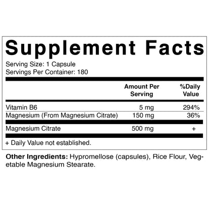 Vitamatic Magnesio Citrato 500 mg – 180 Cápsulas Vegetarianas