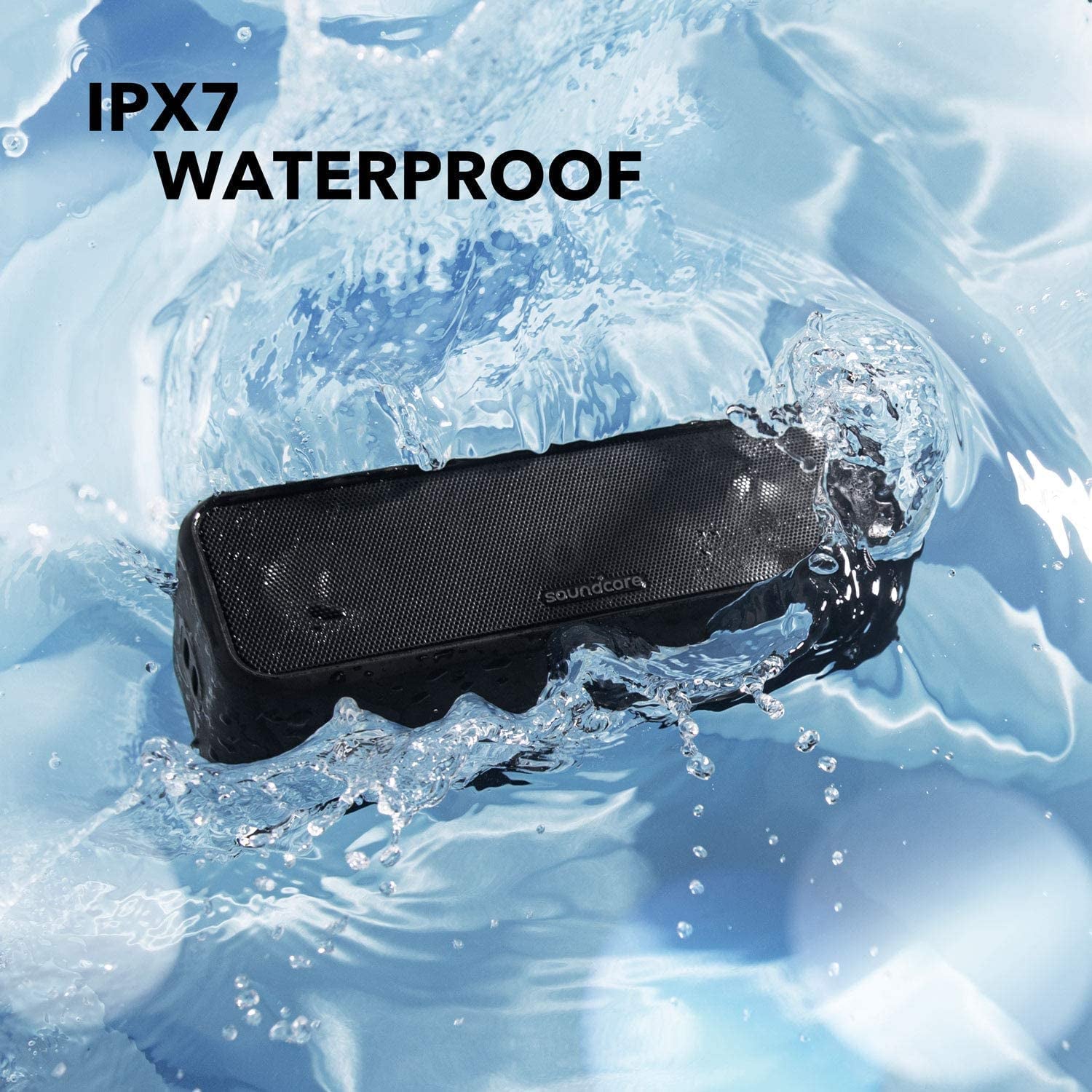 Soundcore 3 – Bocina Bluetooth Portátil (16 W), IPX7, 24 h de Batería, Drivers de Titanio, BassUp™, PartyCast, Ecualizador en App – Para casa, ducha, exterior y playa