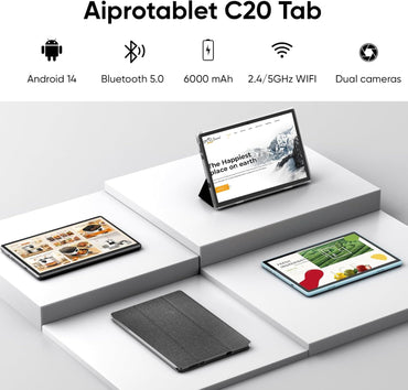 Tablet 10” Android 14 – 3GB RAM, 64GB Almacenamiento, Expandible hasta 1TB, Quad-Core 2.0GHz, Pantalla HD 1280x800, Wi-Fi 5, Cámara Dual, Bluetooth 5.0, Batería 6000mAh – Negra
