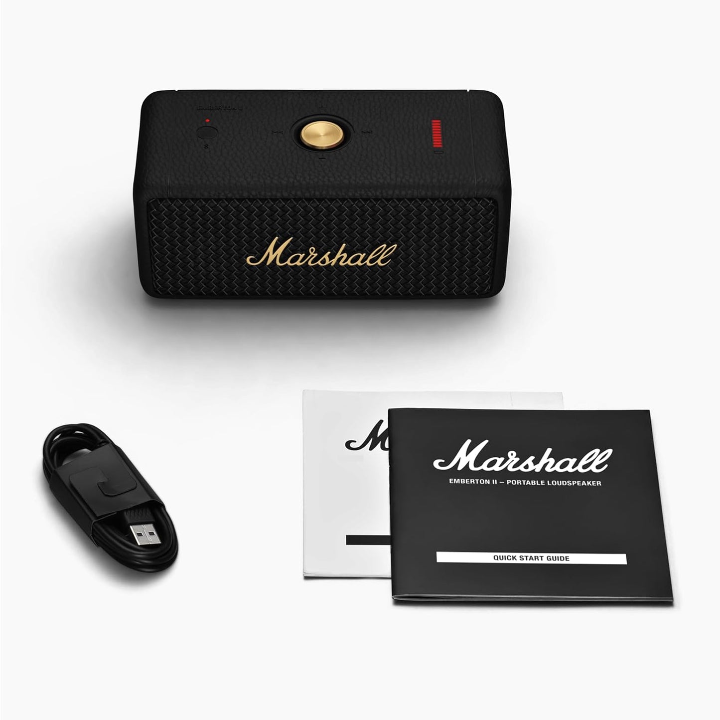 Emberton II – Bocina Bluetooth portátil 30+ h, True Stereophonic 360°, IP67 (Black & Brass)