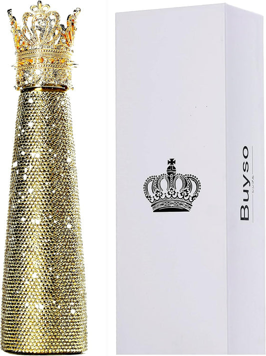 Botella con Glitter corona | Botella térmica de acero inoxidable | 500ml | Color: Dorado princesas