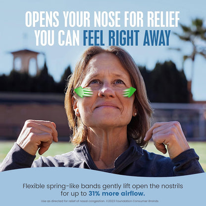 Breathe Right Tiras Nasales Extra Fuerza Clear | Para Piel Sensible | Solución Natural Contra Ronquidos y Congestión Nasal | 44 Unidades