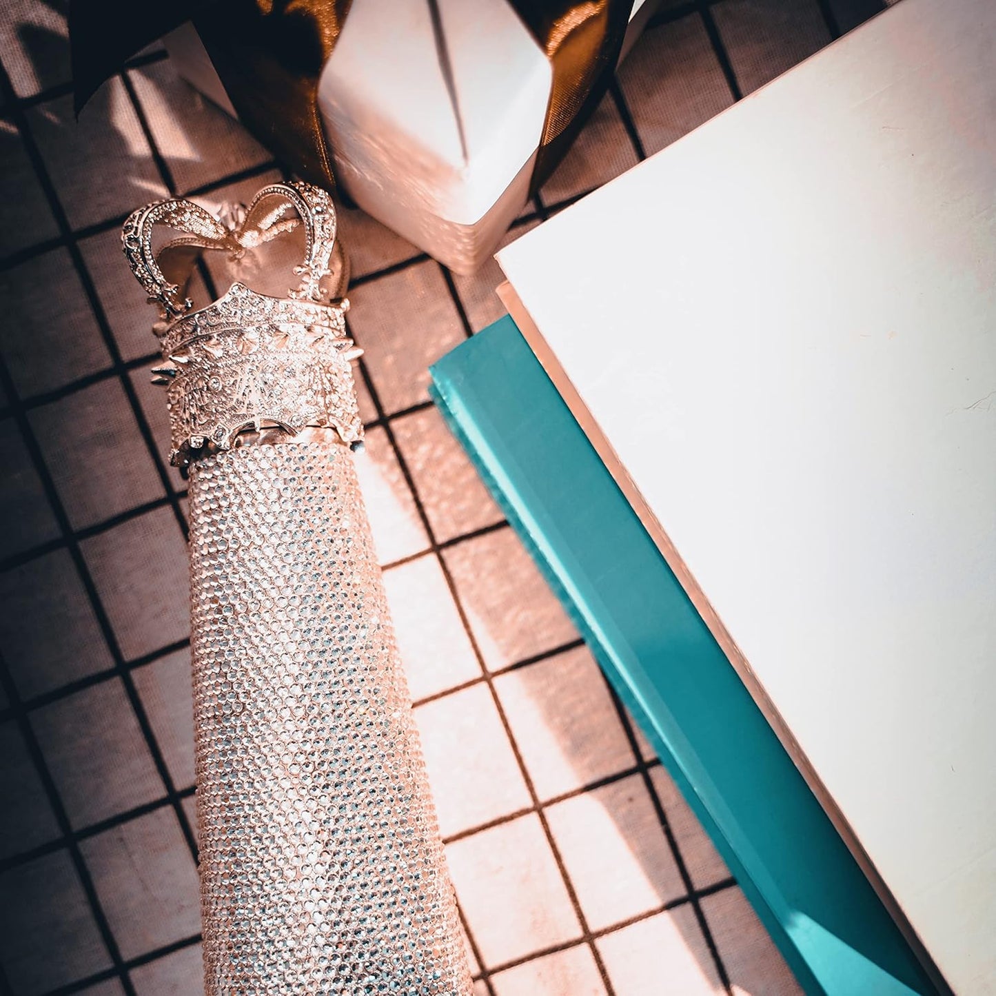 Botella con Glitter corona | Botella térmica de acero inoxidable | 500ml | Color: Plateado princesas