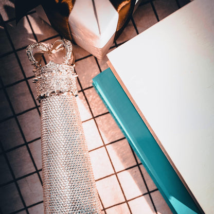 Botella con Glitter corona | Botella térmica de acero inoxidable | 500ml | Color: Plateado princesas