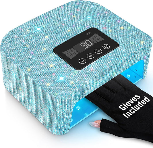 Lámpara de uñas UV LED inalámbrica | 4 modos de temporizador | Diamantes imitación