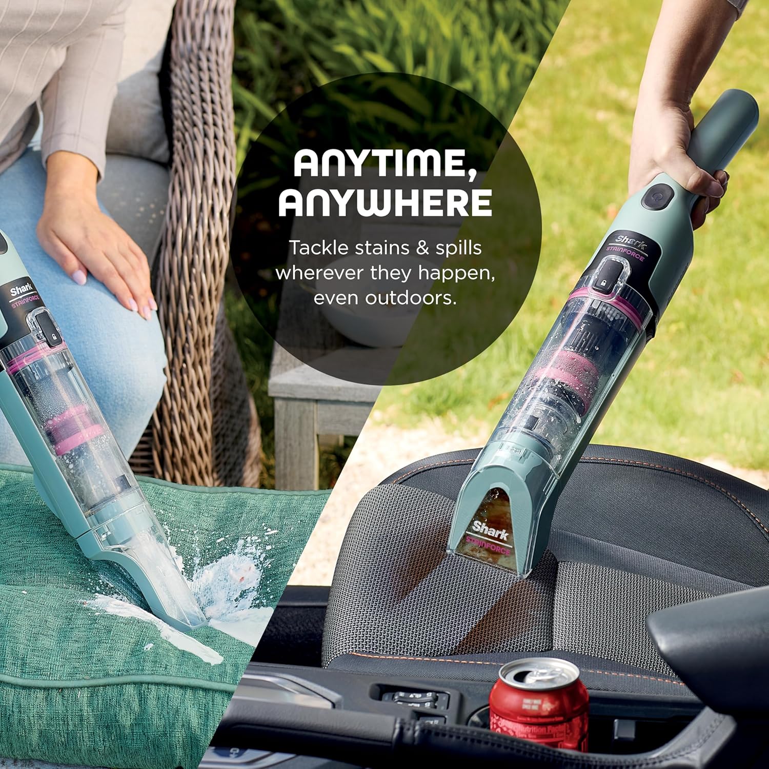 Shark StainForce HX101 Limpiador Portátil Inalámbrico de Manchas y Olores | Succión Potente, Fórmula 30x Más Eficaz, Alfombras, Tapizados, Escaleras, Incluye Caddy y Solución de Limpieza
