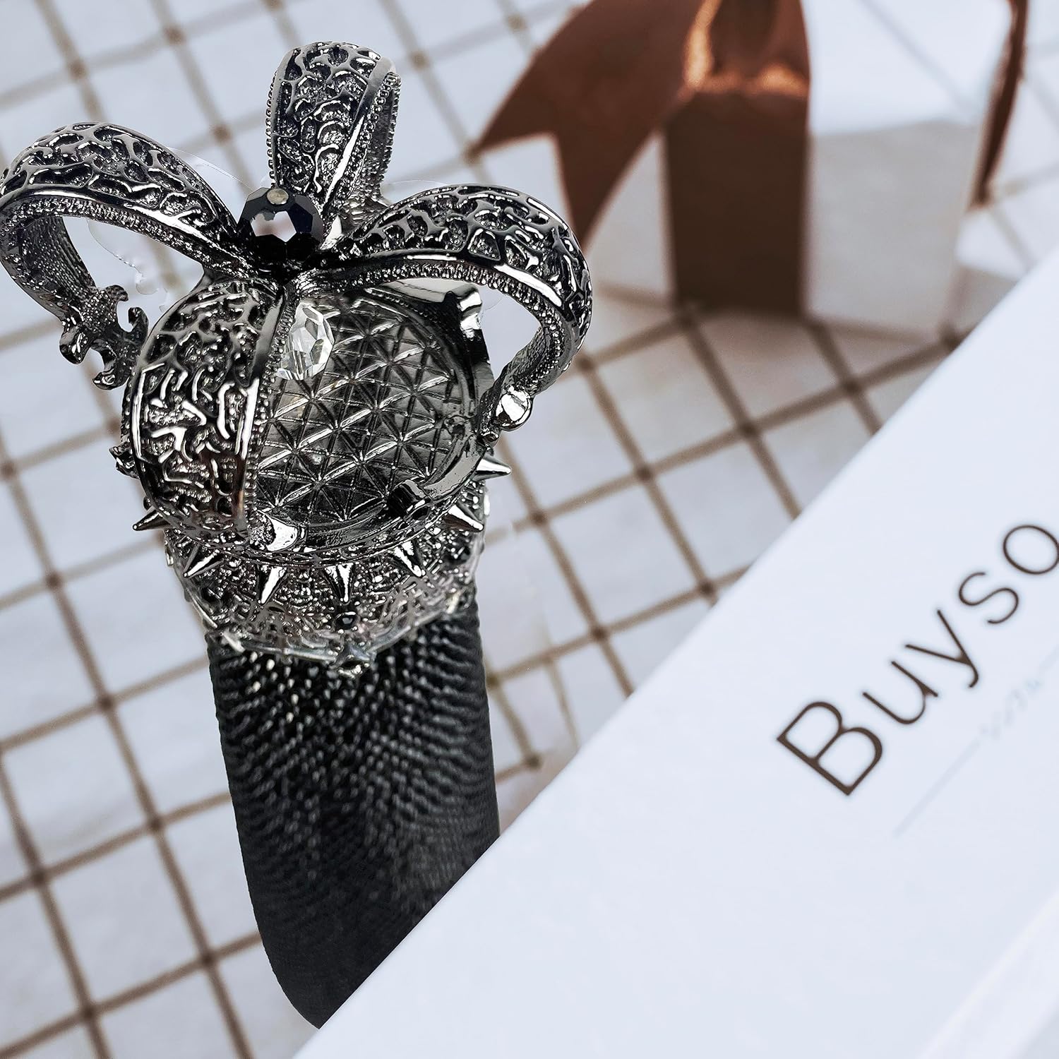 Botella con Glitter corona | Botella térmica de acero inoxidable | 500ml | Color: Negro princesas