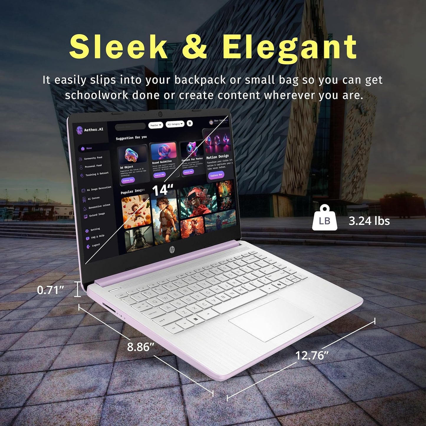 Laptop insignia HD para estudiantes y negocios de 14 pulgadas | 1 año Office 365 y copiloto AI | 16 GB de RAM | 288 GB de almacenamiento 