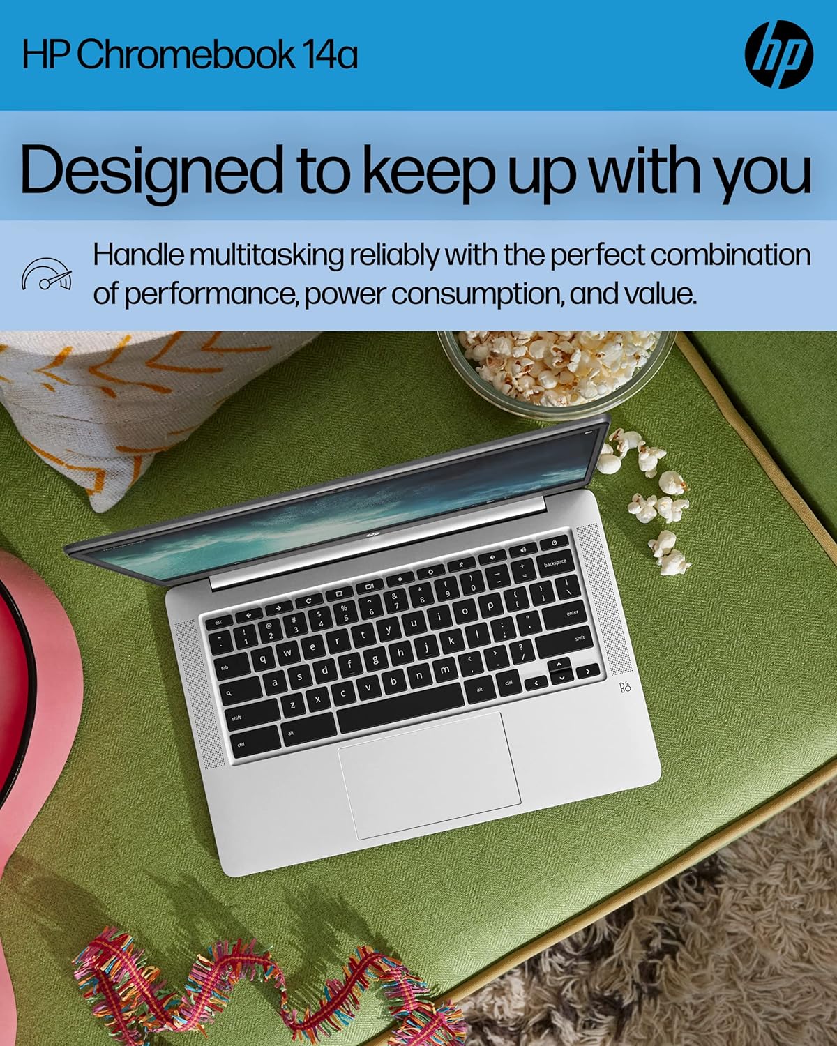 Laptop Chromebook 14 | Intel Celeron N4120 | 4 GB de RAM | 64 GB eMMC | Pantalla HD de 14 pulgadas | Chrome OS | Gráficos 4K