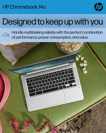 Laptop Chromebook 14 | Intel Celeron N4120 | 4 GB de RAM | 64 GB eMMC | Pantalla HD de 14 pulgadas | Chrome OS | Gráficos 4K