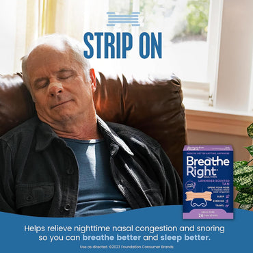 Breathe Right Tiras Nasales Extra Fuerza con Aroma Lavanda | 26 Unidades | Alivio de Congestión y Ronquidos | Solución Sin Fármacos