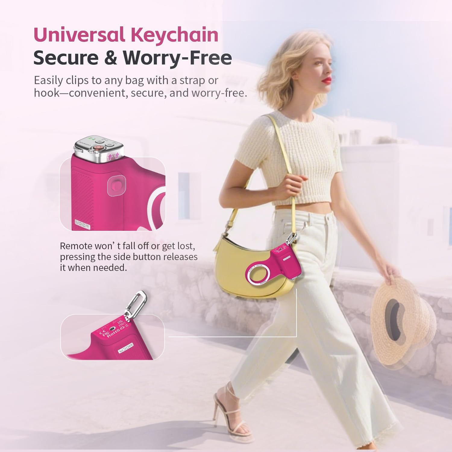 Accesorio para filmar | UGC | Compatible con iOS17 e iOS18 | Agarre magnético con control remoto | Color Fucsia