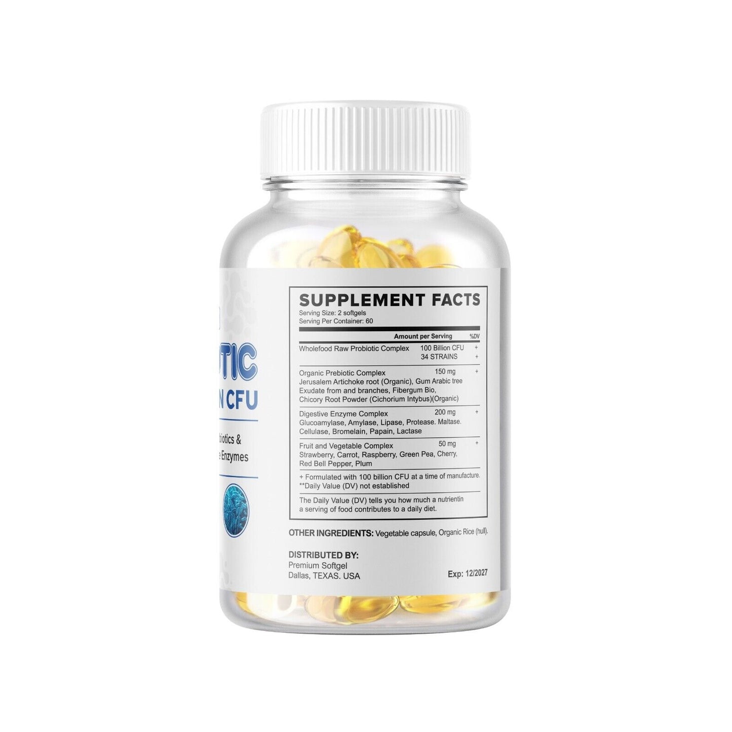 Raw Probiotics | 100 Mil Millones de UFC – 120 Cápsulas | Salud Digestiva e Inmunológica