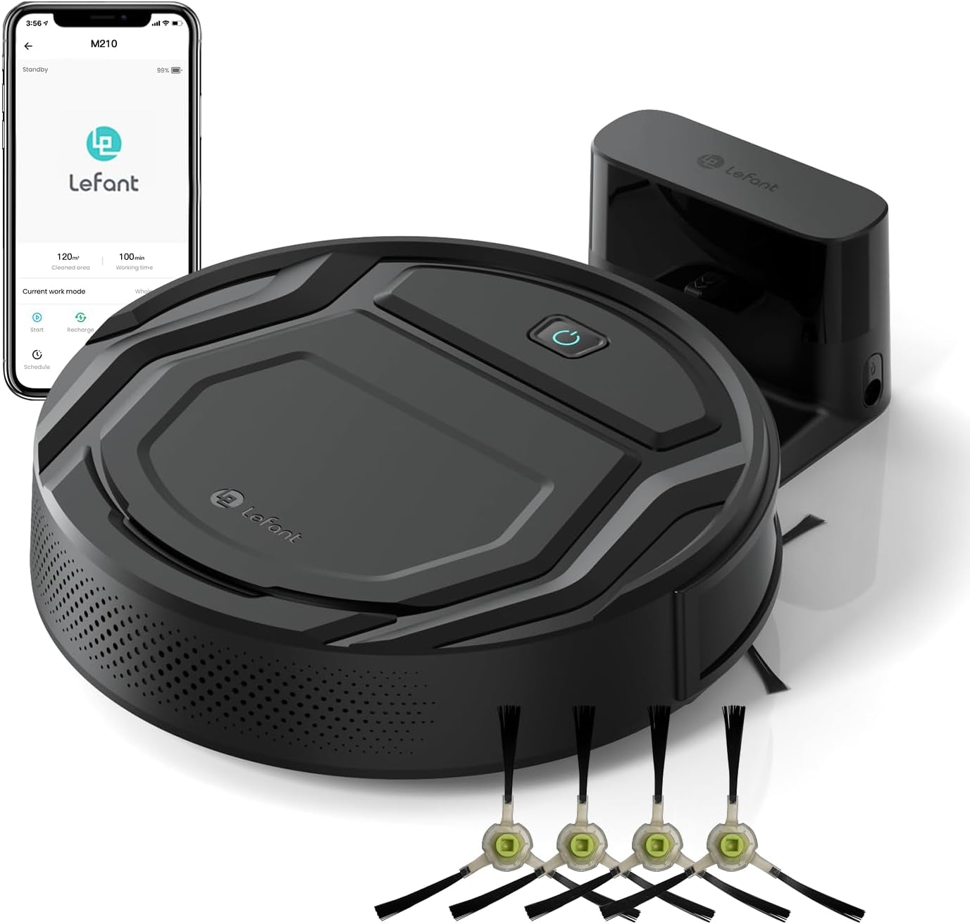 Robot Aspiradora Lefant M210 Pro – Delgado, Silencioso, Potente Succión 2200Pa, 120 Minutos de Autonomía, 6 Modos de Limpieza, Wi-Fi/App/Alexa, Auto Recarga