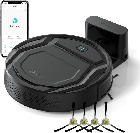 Robot Aspiradora Lefant M210 Pro – Delgado, Silencioso, Potente Succión 2200Pa, 120 Minutos de Autonomía, 6 Modos de Limpieza, Wi-Fi/App/Alexa, Auto Recarga