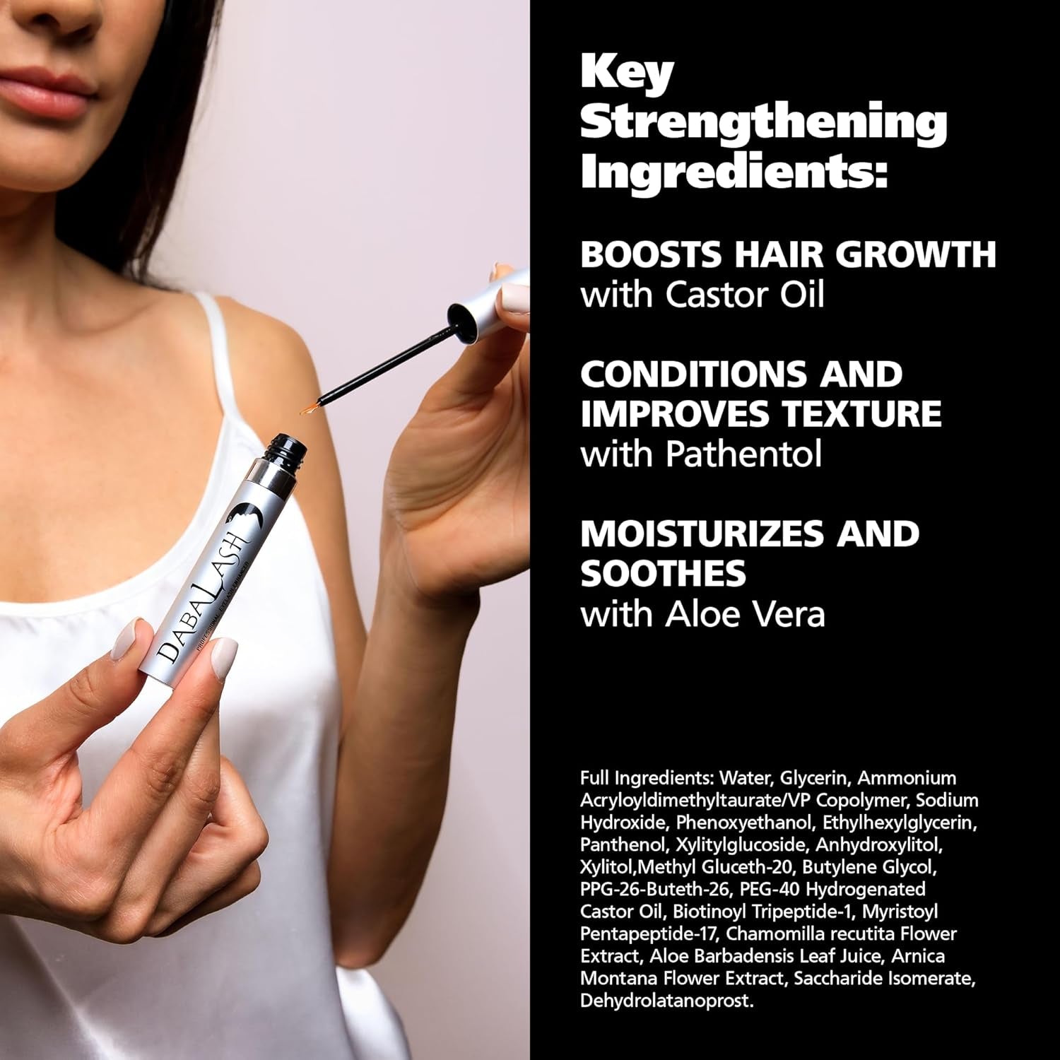 DABALASH | Suero Profesional para Pestañas y Cejas – Apariencia de vello más largo, lleno y fuerte | Aceite de Ricino + Pantenol + Aloe | Rinde ~6 meses