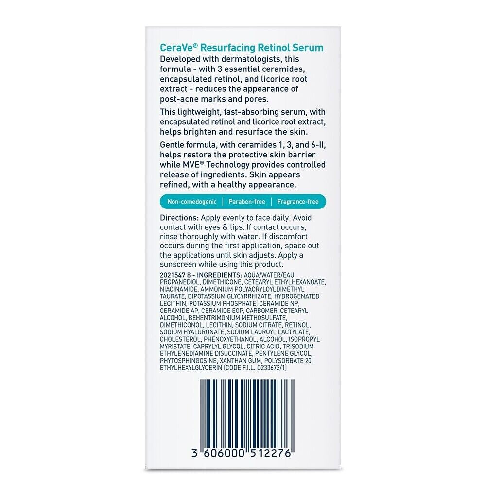 Serum CeraVe Resurfacing con Retinol - Tratamiento para Marcas Post-Acné - 30 ml