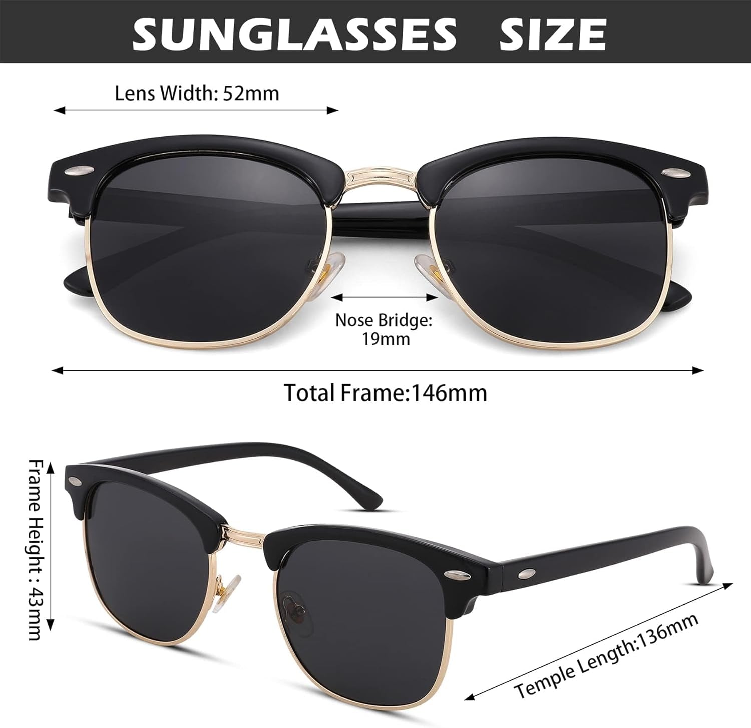 Pro Acme Semi-Rimless Polarized Sunglasses UV 400 Protection for Women Men