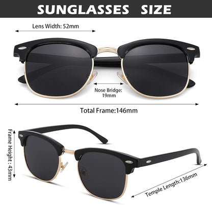 Pro Acme Semi-Rimless Polarized Sunglasses UV 400 Protection for Women Men