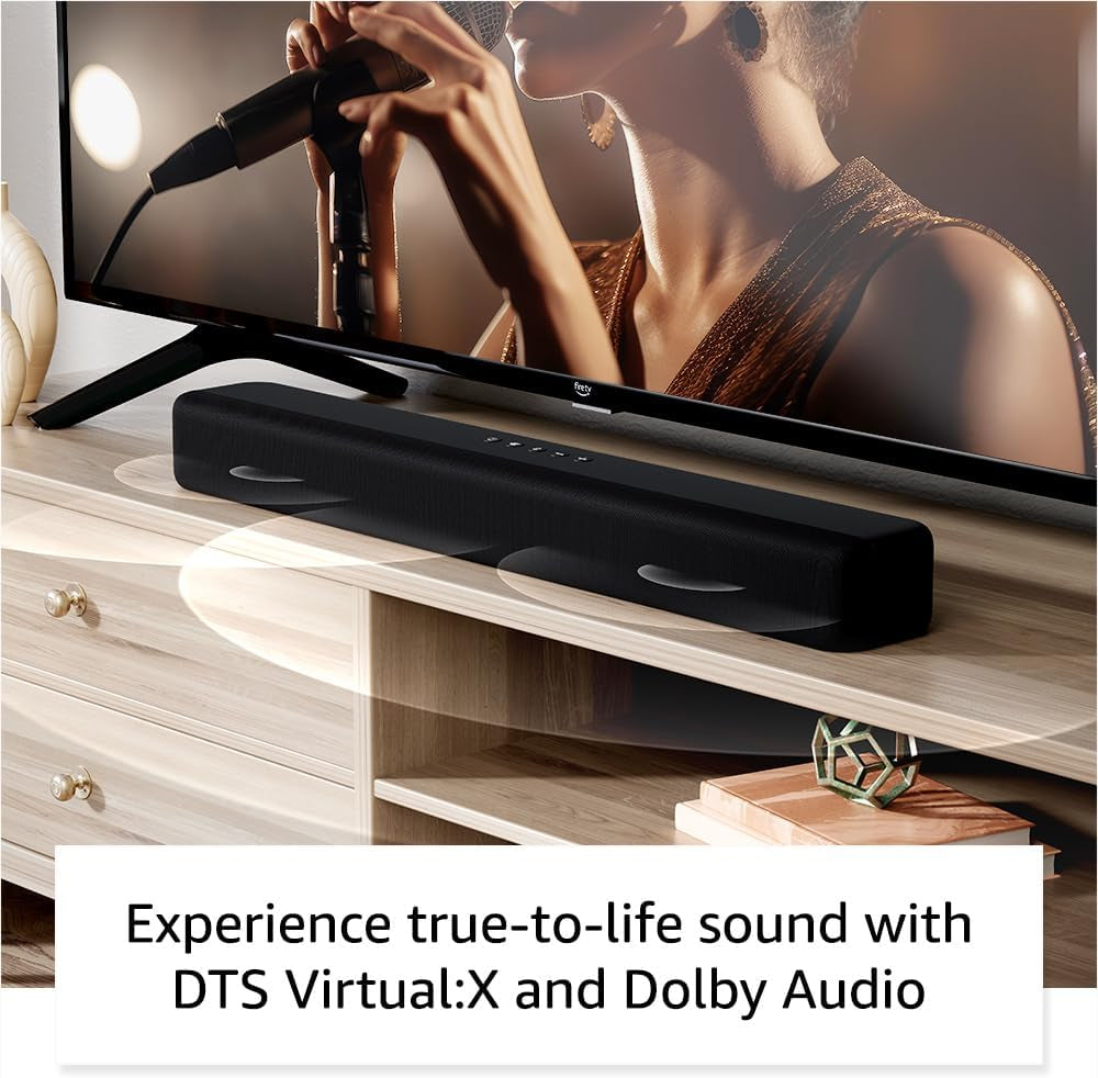 Fire TV Soundbar (Newest Model), 2.0 Speaker with DTS Virtual:X and Dolby Audio, Bluetooth Connectivity