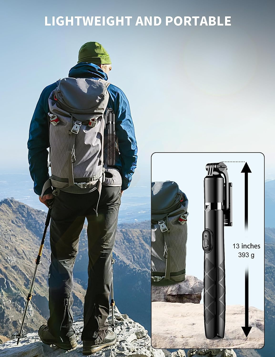 Trípode + Selfie Stick 2-en-1 de 71" con Control Remoto | Rotación 360° | Compatible iPhone/Android y Cámaras (Rosca 1/4")