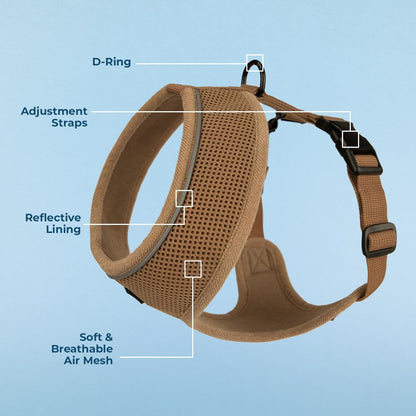 Arnés Voyager Aerolite Best Pet Supplies | No Pull, Reflectivo y Transpirable | Ajustable y Duradero | Beige XS