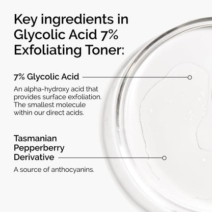 The Ordinary Glycolic Acid 7% Exfoliating Toner | Tónico Exfoliante Diario – Piel Más Luminosa, Suave y Tonificada – 240 ml