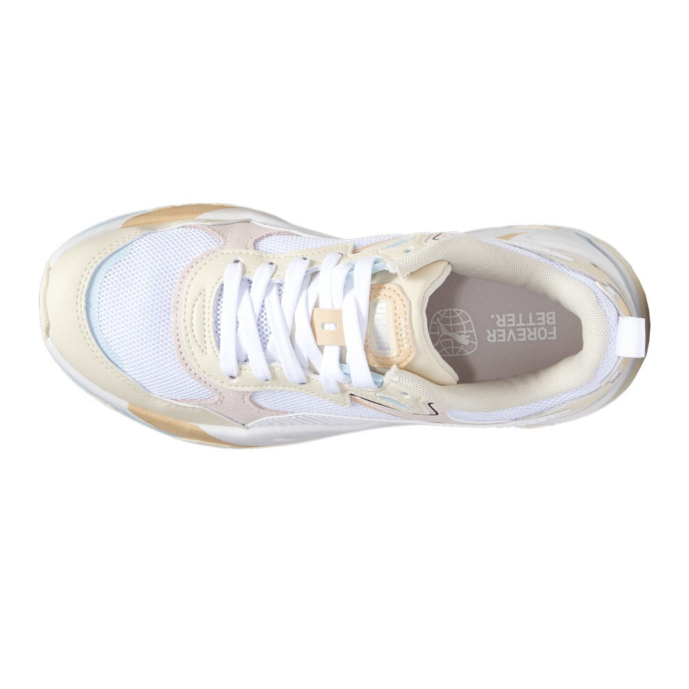 Trinity Calzado femenino con cordones | Zapatillas cómodas para mujer | Color: beige y blanco