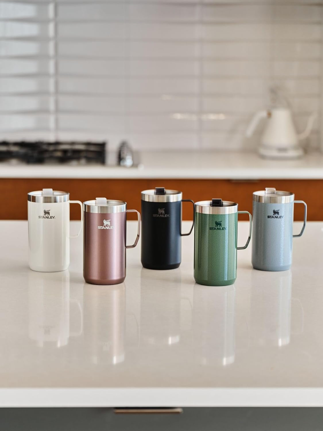 Stay-Hot Camp Mug 24 Oz | Press Fit Drink through Lid | Cup for Coffee, Tea and Drinks | Insulated Stainless Steel Coffee Mug | Bpa-Free | Hammertone Silver